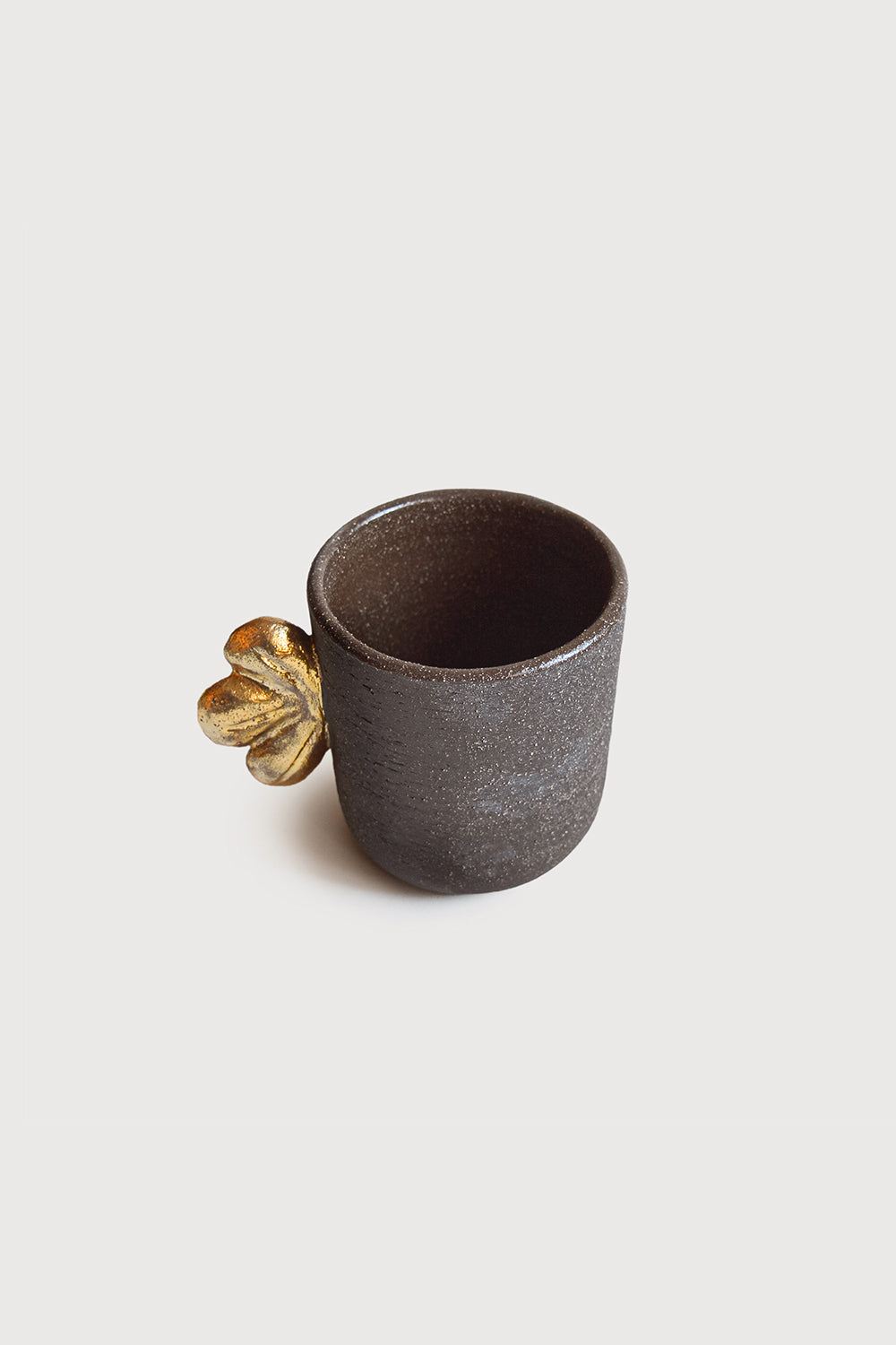 Pumpernickel Stoneware Coffee Cup with Gold Leaf