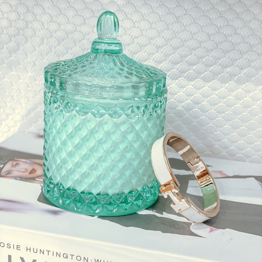 Chelsea Luxury Soy Candle (10 oz) – Green Reusable Glass Jar