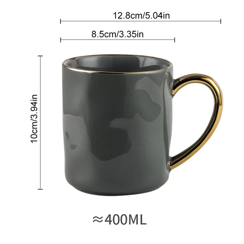 Nordic Gold Rim Ceramic Mug Set – Minimalist Coffee Cups