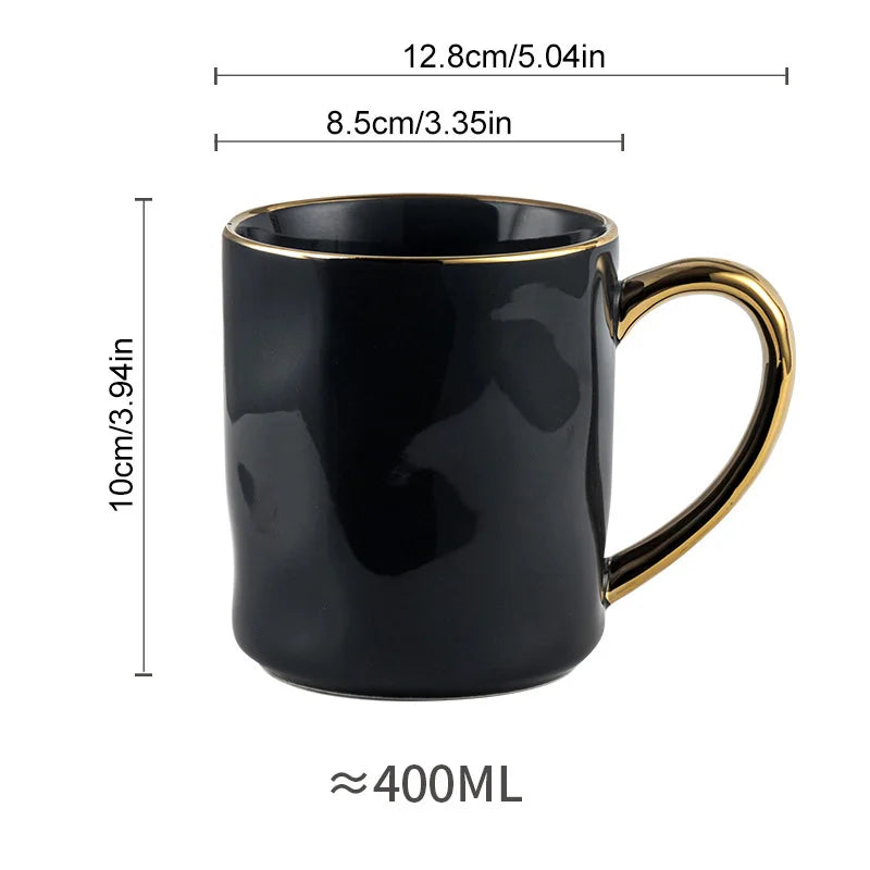 Nordic Gold Rim Ceramic Mug Set – Minimalist Coffee Cups