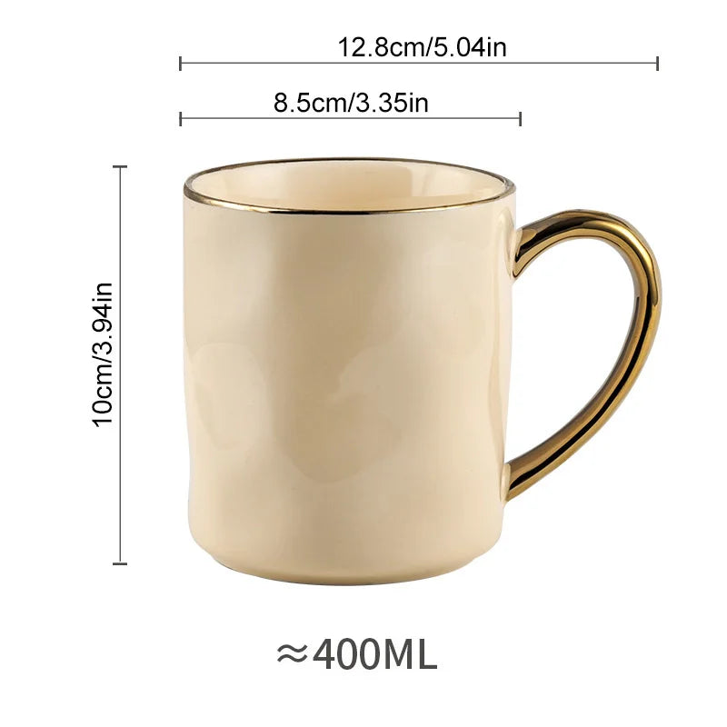 Nordic Gold Rim Ceramic Mug Set – Minimalist Coffee Cups