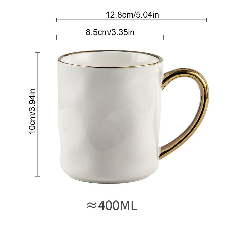 Nordic Gold Rim Ceramic Mug Set – Minimalist Coffee Cups