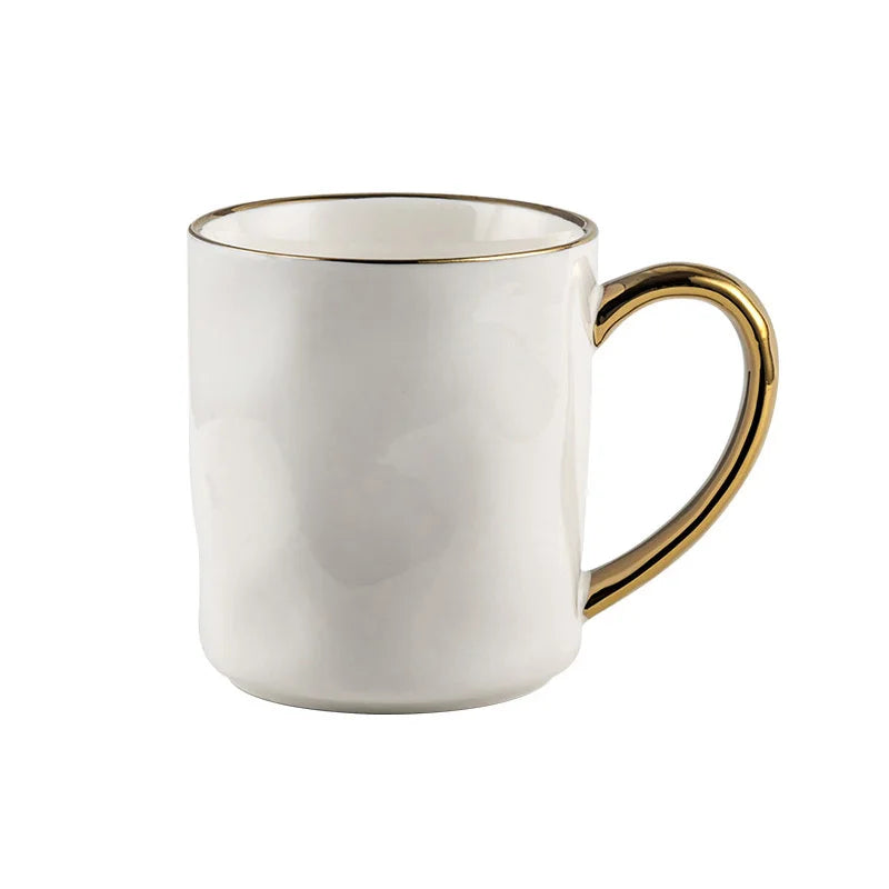 Nordic Gold Rim Ceramic Mug Set – Minimalist Coffee Cups