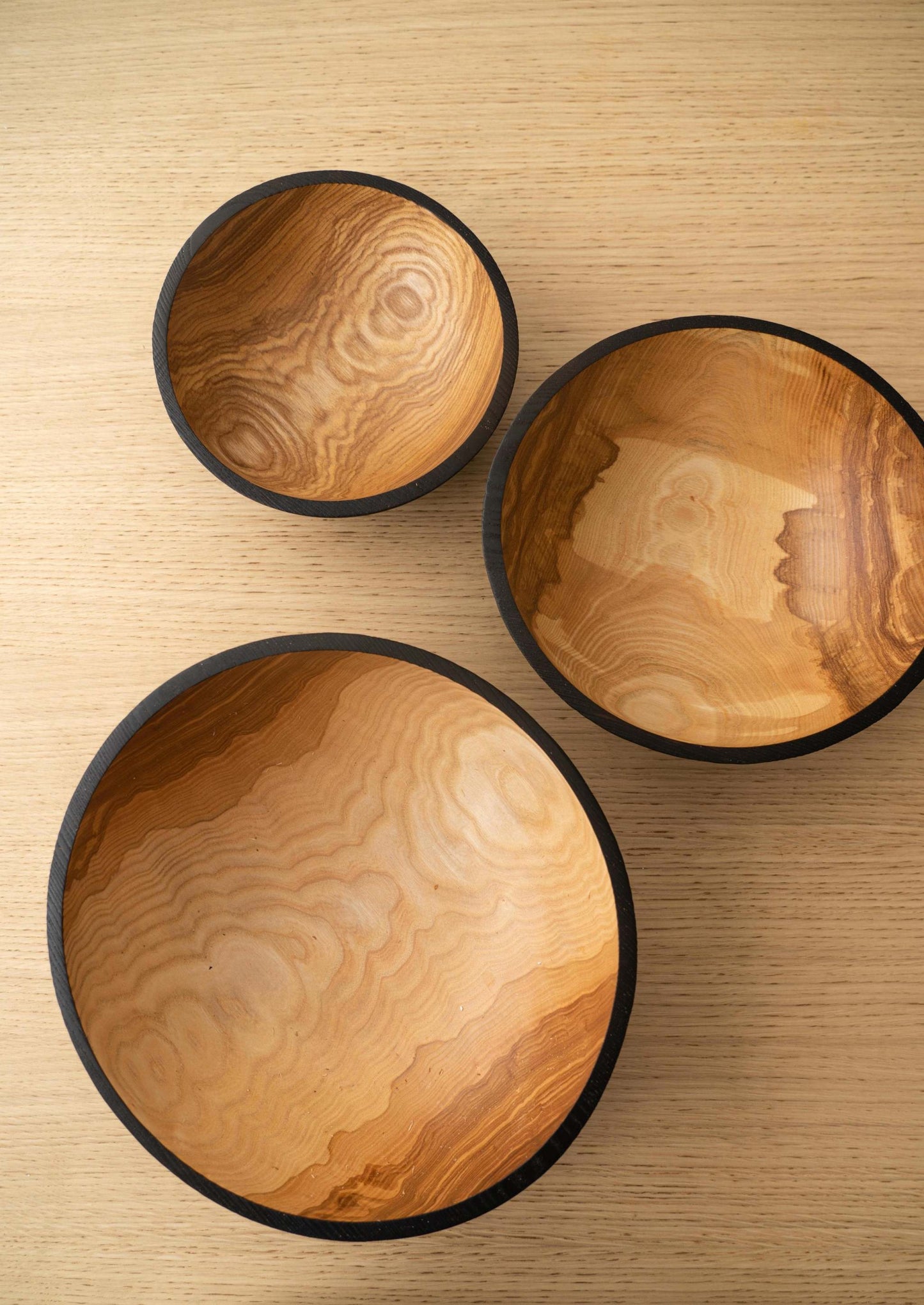 Half-Charred Ashwood Nesting Bowl Set (Set of 3)