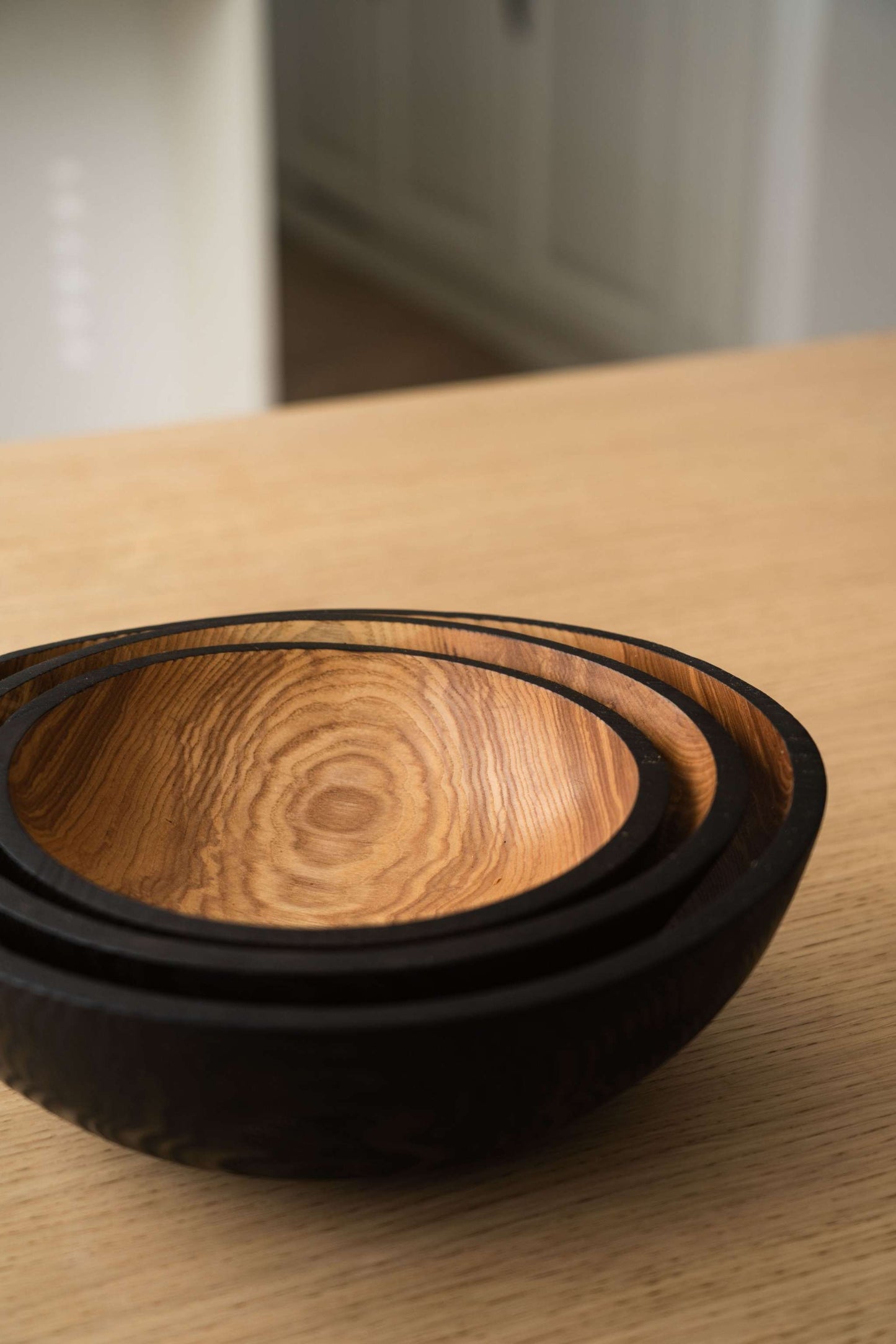 Half-Charred Ashwood Nesting Bowl Set (Set of 3)