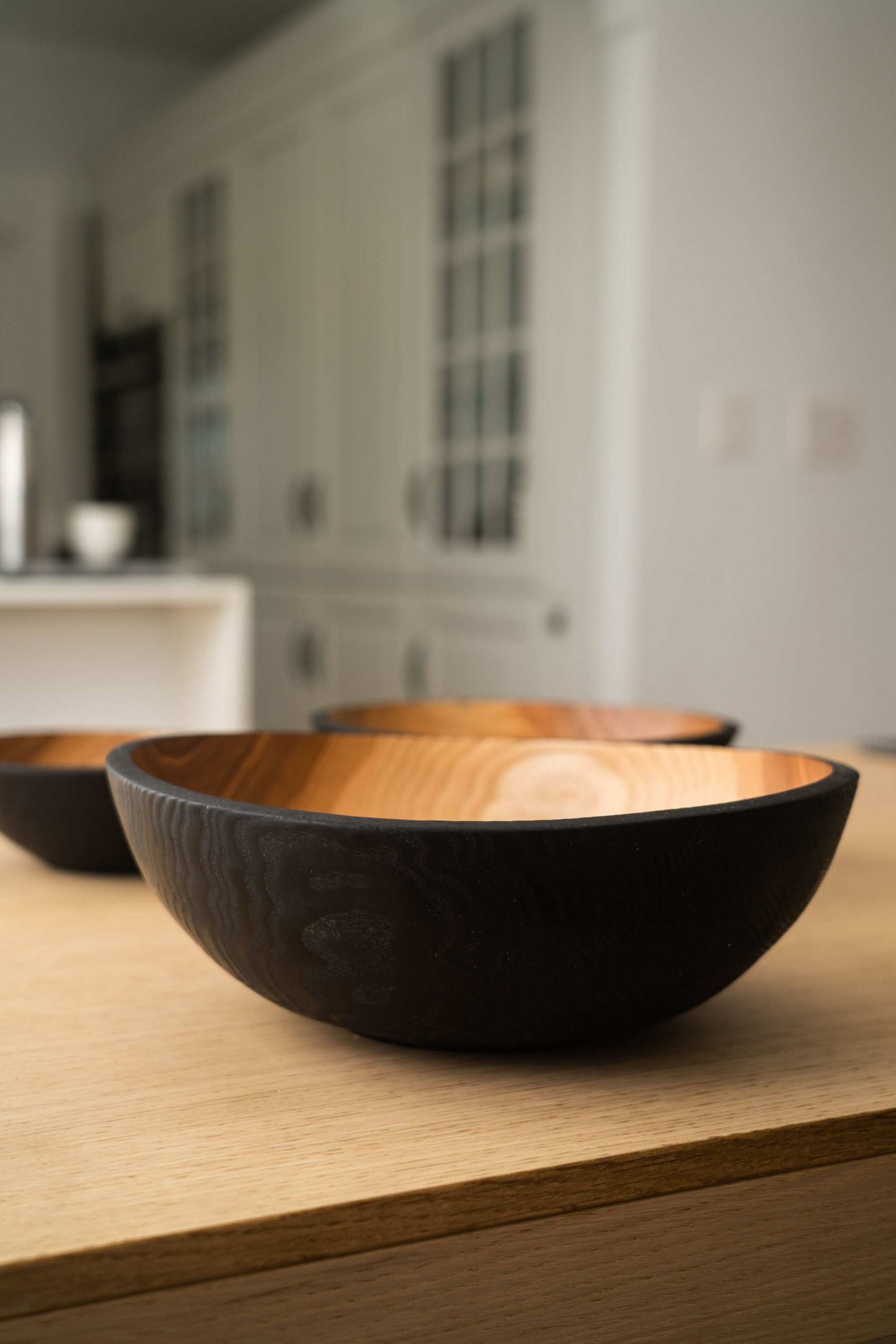 Half-Charred Ashwood Nesting Bowl Set (Set of 3)