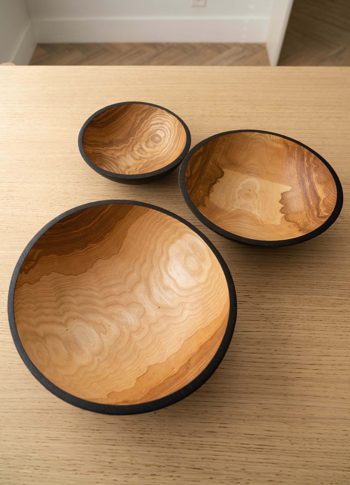 Half-Charred Ashwood Nesting Bowl Set (Set of 3)