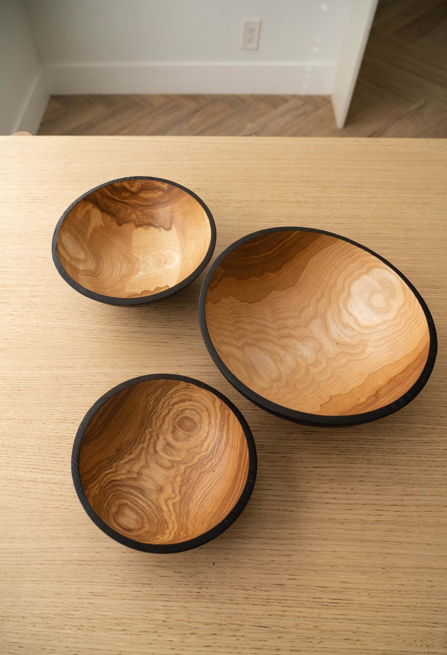 Half-Charred Ashwood Nesting Bowl Set (Set of 3)