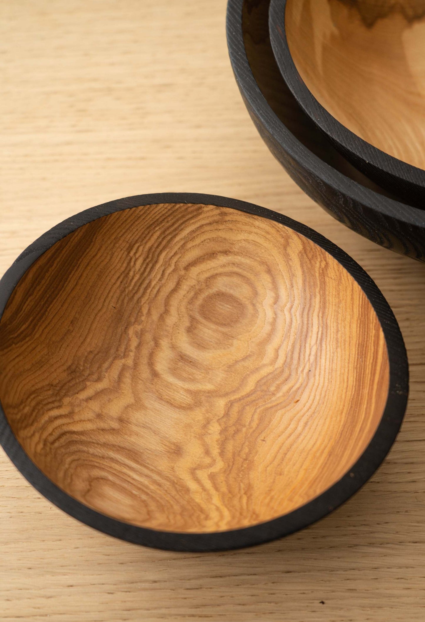 Half-Charred Ashwood Nesting Bowl Set (Set of 3)