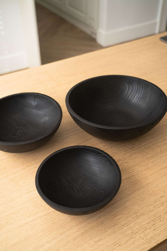 Charred Ashwood Salad Bowl Set